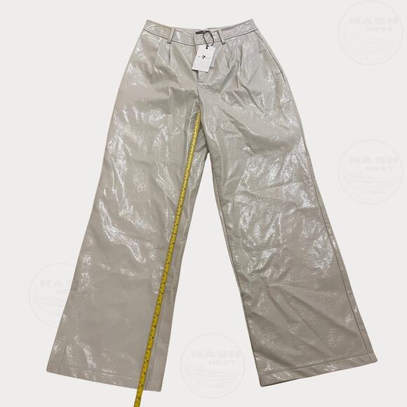 7 For All Mankind Faux Patent Leather Pants | S, Ivory, Wide Leg, NWT, MSRP $258 - Picture 4 of 7